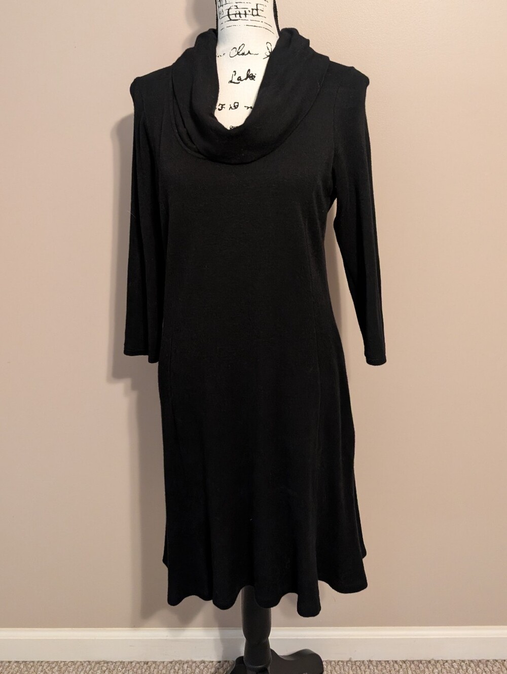 Ann Taylor Black Cowl-Neck Midi Dress
